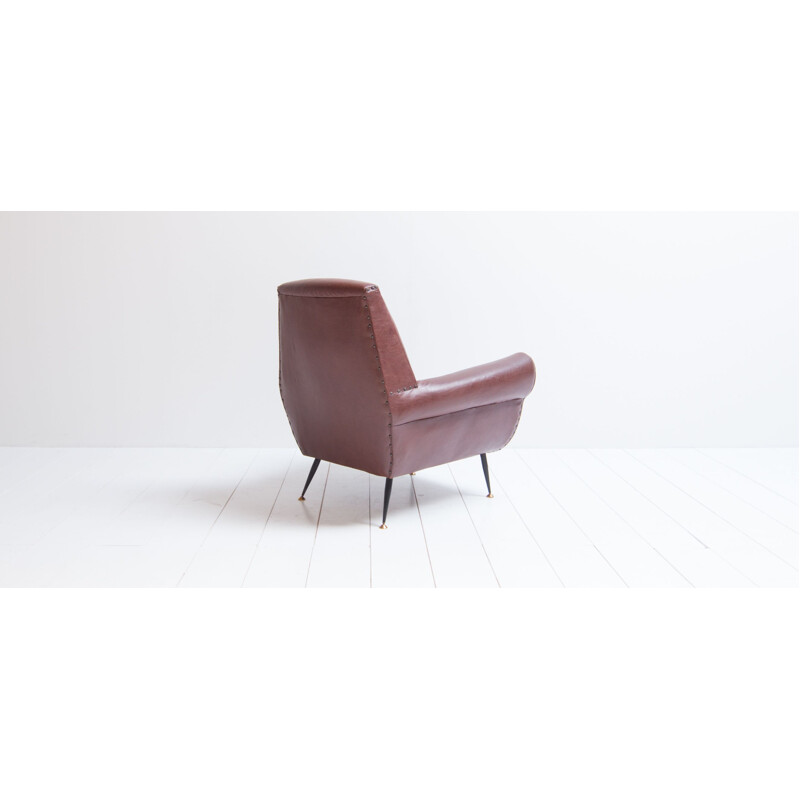 Vintage italian "Club" armchair in skaï - 1970s