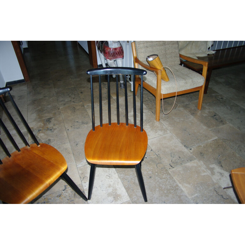 Set of 2 vintage bicolour wooden chairs - 1950s