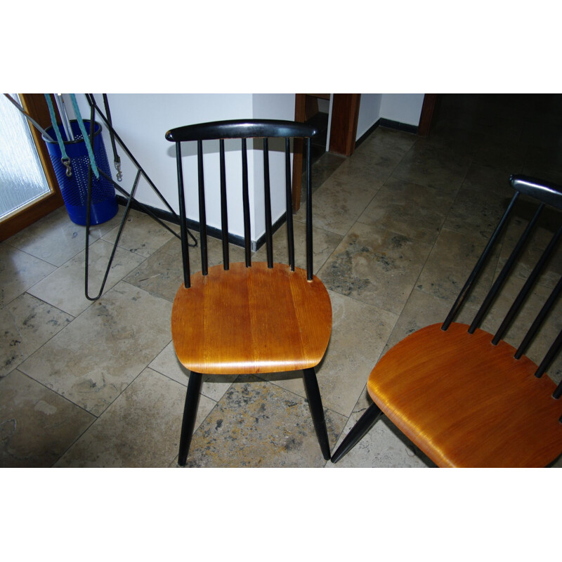Set of 2 vintage bicolour wooden chairs - 1950s
