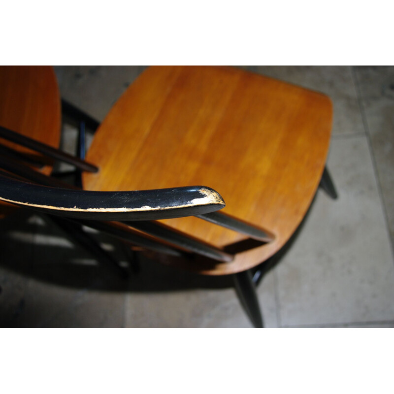 Paire de chaises vintage bicolore en bois - 1950
