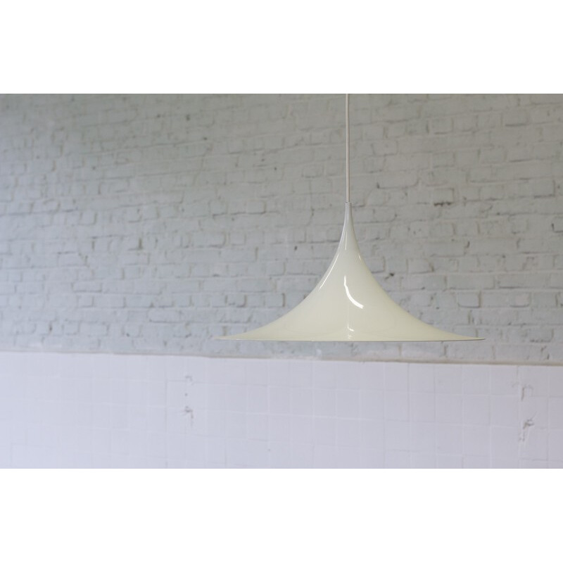 Vintage hanging lamp in white lacquered metal, Torsten THORUP - 1960s