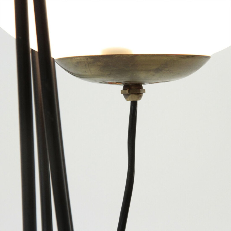 Lampadaire vintage italienne en métal et verre - 1950