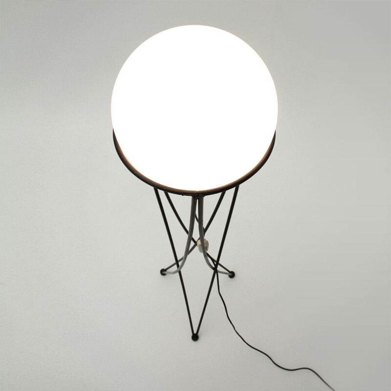 Vintage Italian floor lamp in metal and glass - 1950s