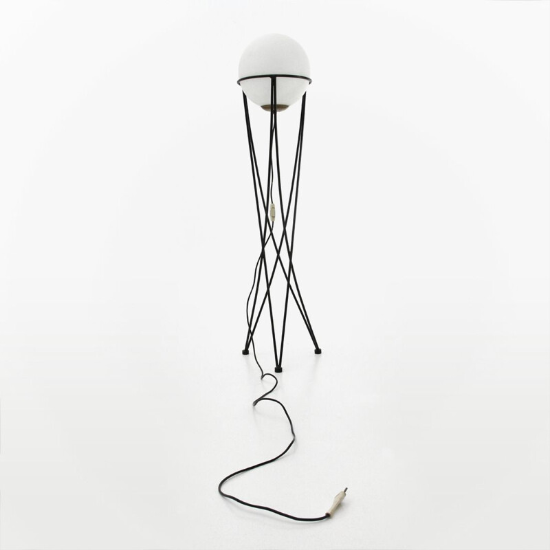 Lampadaire vintage italienne en métal et verre - 1950