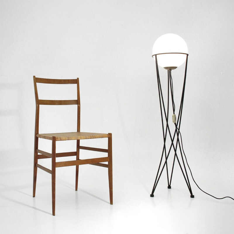 Vintage Italian floor lamp in metal and glass - 1950s