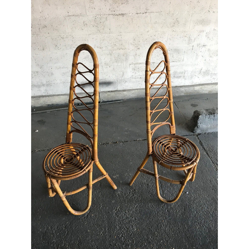 Set of 2 vintage chairs in bamboo - 1960