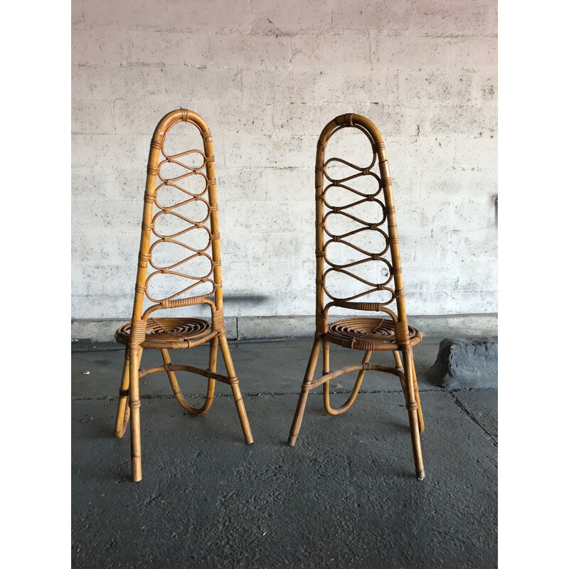 Suite de 2 chaises en bambou - 1960
