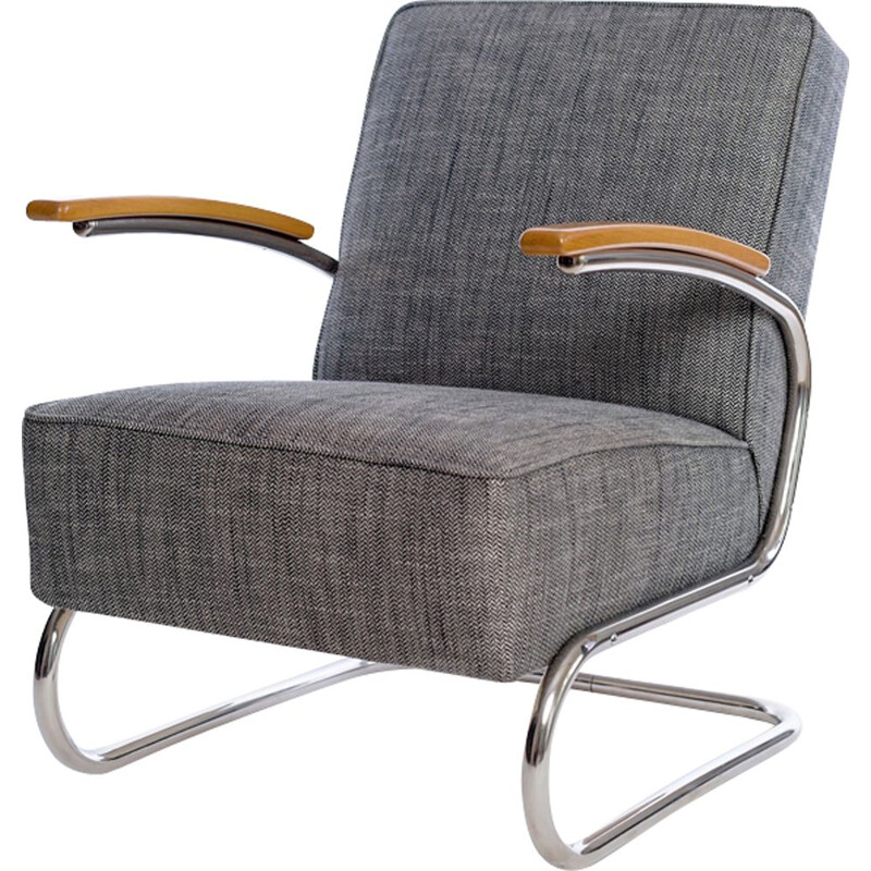 Grey vintage armchair in steel - 1930s