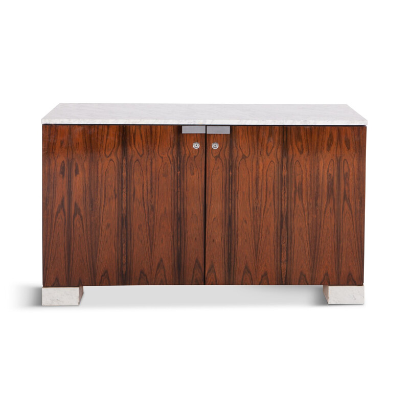 Walnut and Marble Cabinet by De Coenne - 1950s