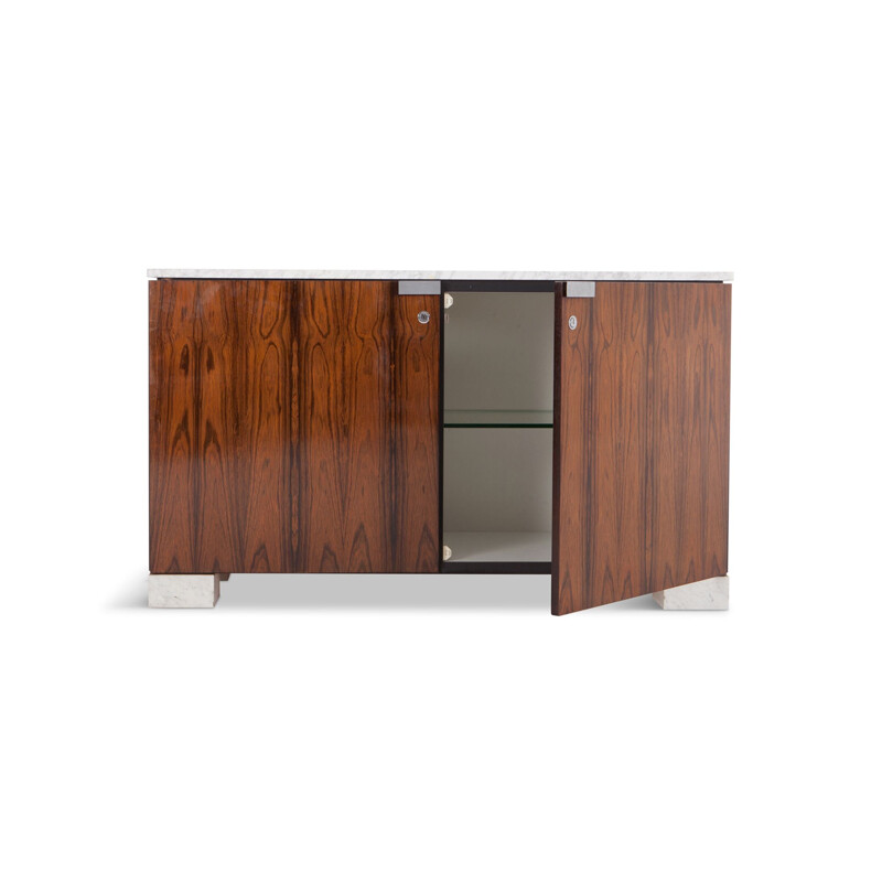 Walnut and Marble Cabinet by De Coenne - 1950s