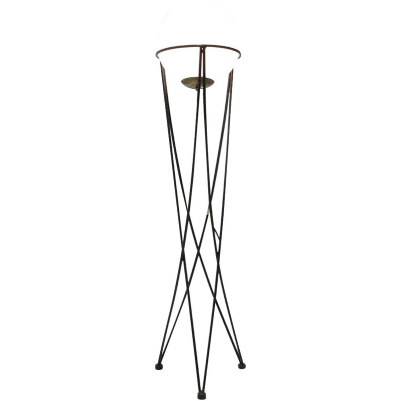 Vintage Italian floor lamp in metal and glass - 1950s