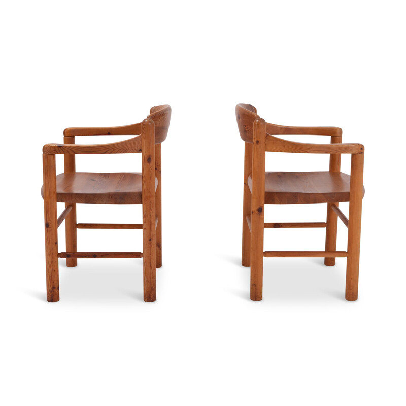 Pair of vintage armchairs in solid pine by Rainer Daumiller - 1970s
