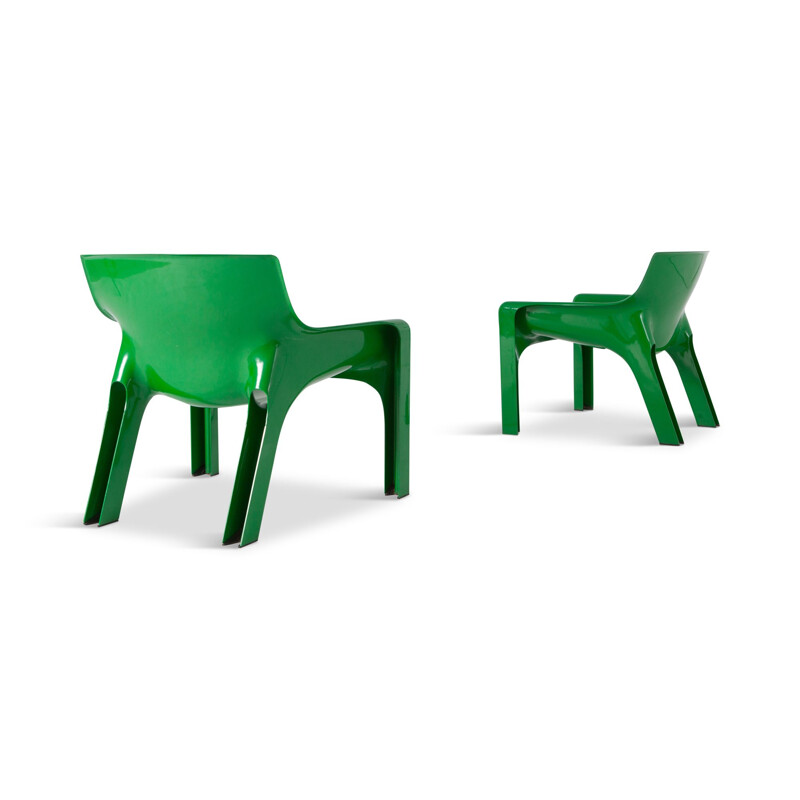 Paire de fauteuils vertes vintages "Vicario" de Vico Magistretti - 1970