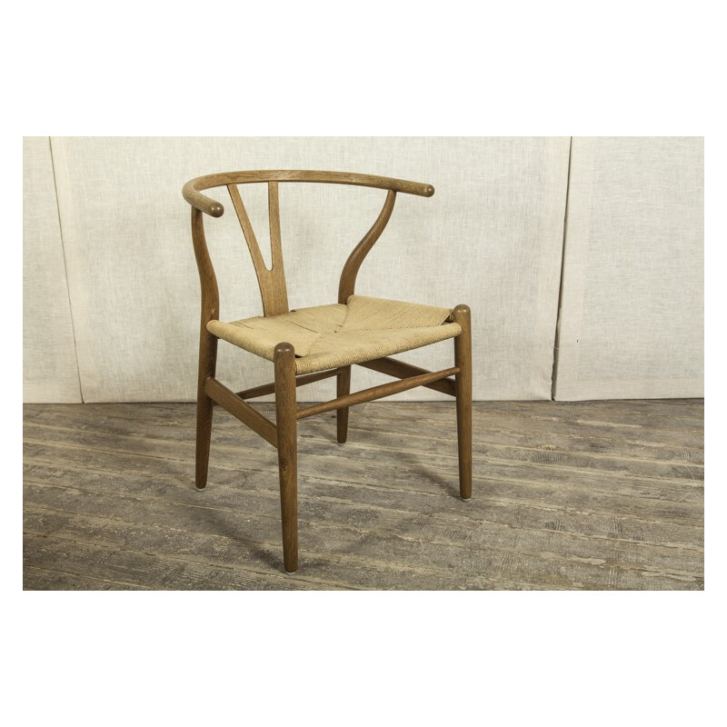 Wishbone chair in oakwood and paper cord, Hans WEGNER - 1960s