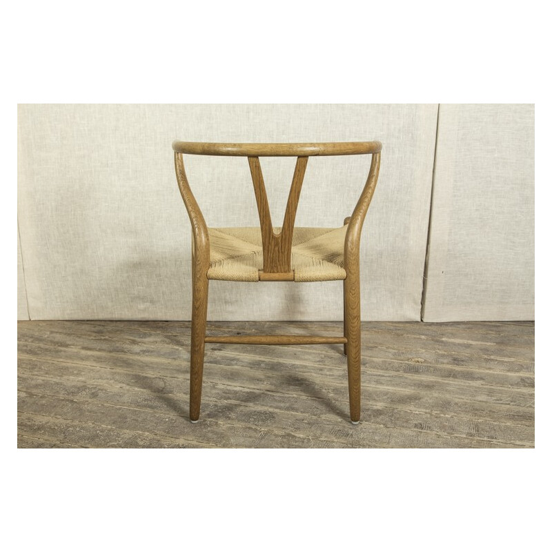 Wishbone chair in oakwood and paper cord, Hans WEGNER - 1960s