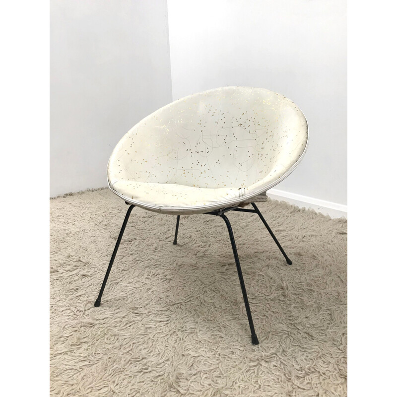 Vintage white "Atomic" armchair - 1950s