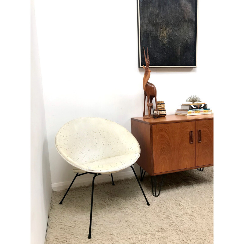 Vintage white "Atomic" armchair - 1950s