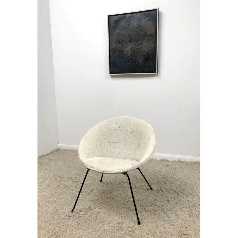 Fauteuil vintage "Atomic" blanc - 1950