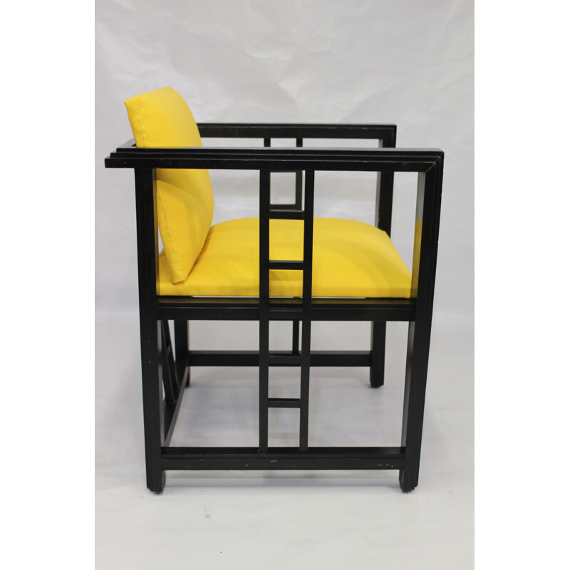 Vintage yellow wooden chair - 1970s