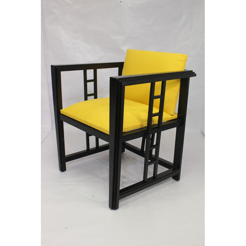 Vintage yellow wooden chair - 1970s