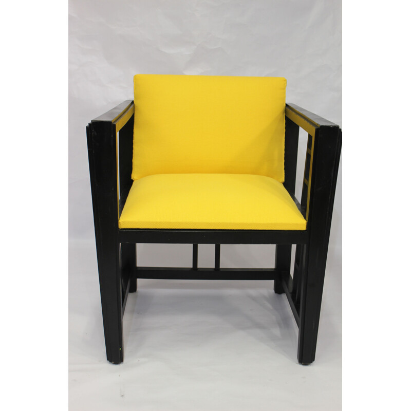 Fauteuil vintage jaune en bois - 1970