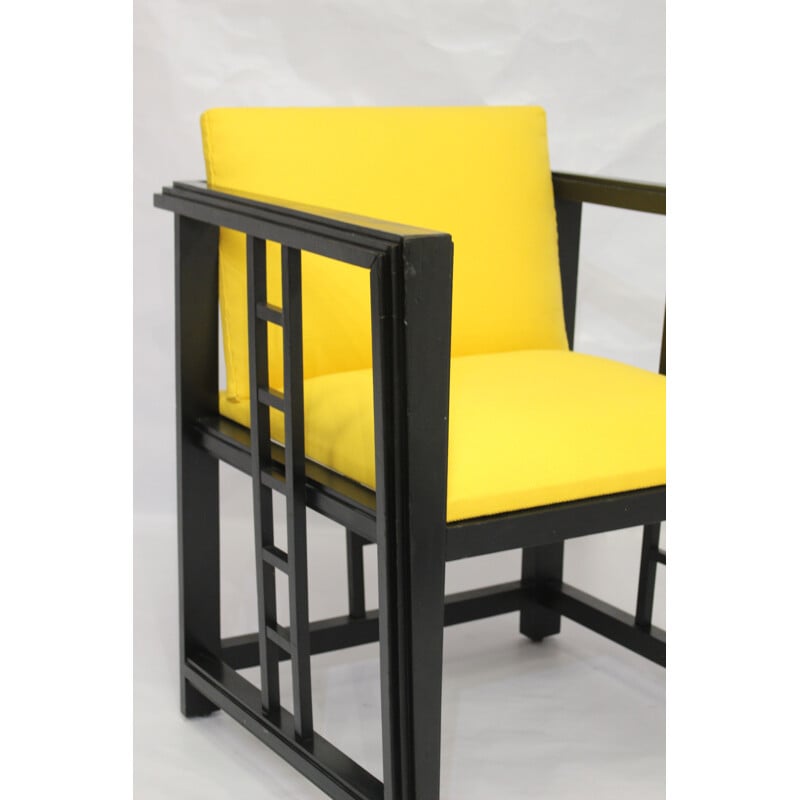 Vintage yellow wooden chair - 1970s