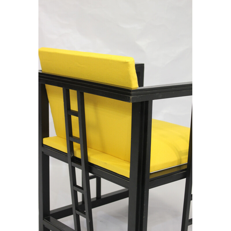 Vintage yellow wooden chair - 1970s