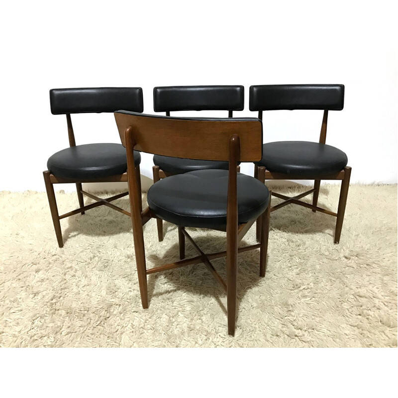 Set of 4 black chairs by Victor Bramwell Wilkins for E-Gomme - 1967