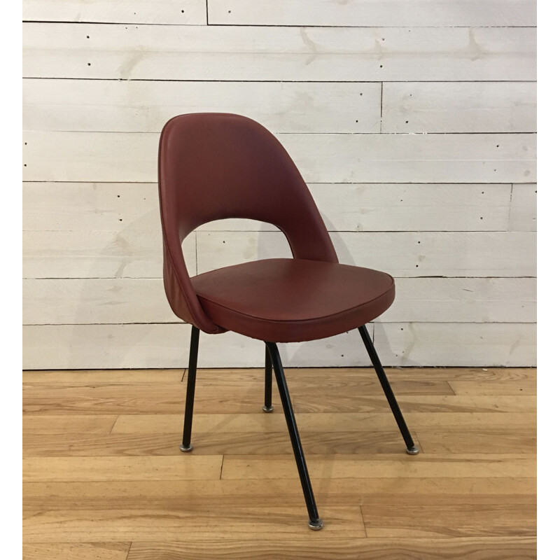 Chaise vintage conférence rouge n 71 par Eero Saarinen pour Knoll - 1950