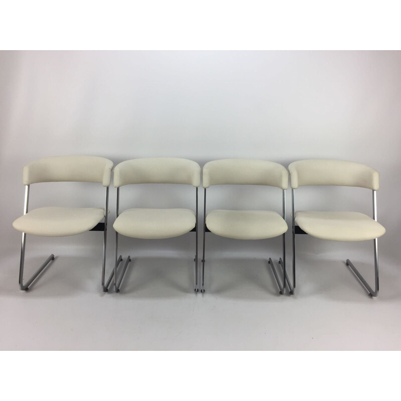 Vintage set of 4 metal Italian dining chairs