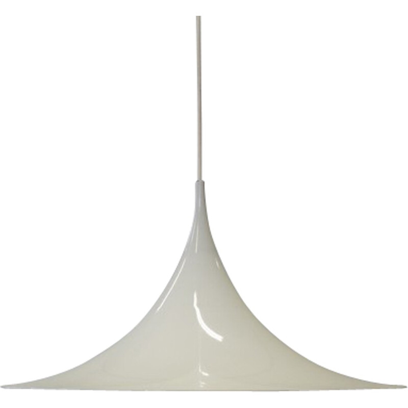 Vintage hanging lamp in white lacquered metal, Torsten THORUP - 1960s