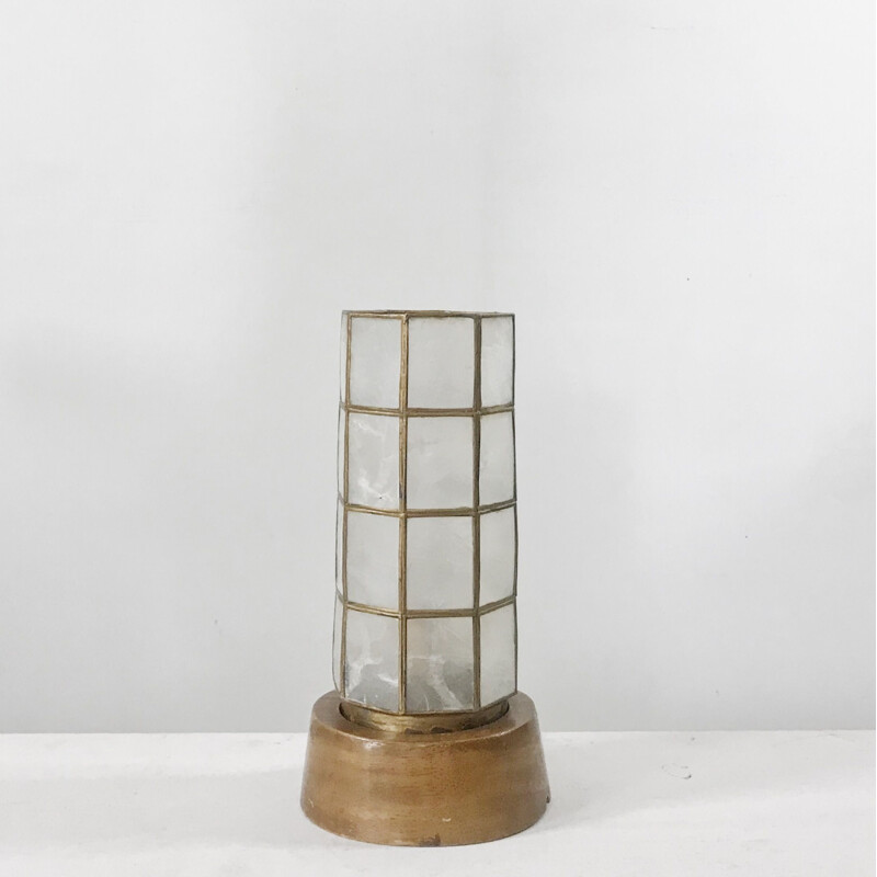 Lampe vintage en métal et bois - 1960 