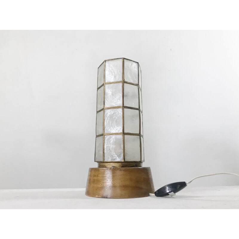 Vintage lamp in metal and wood - 1960s