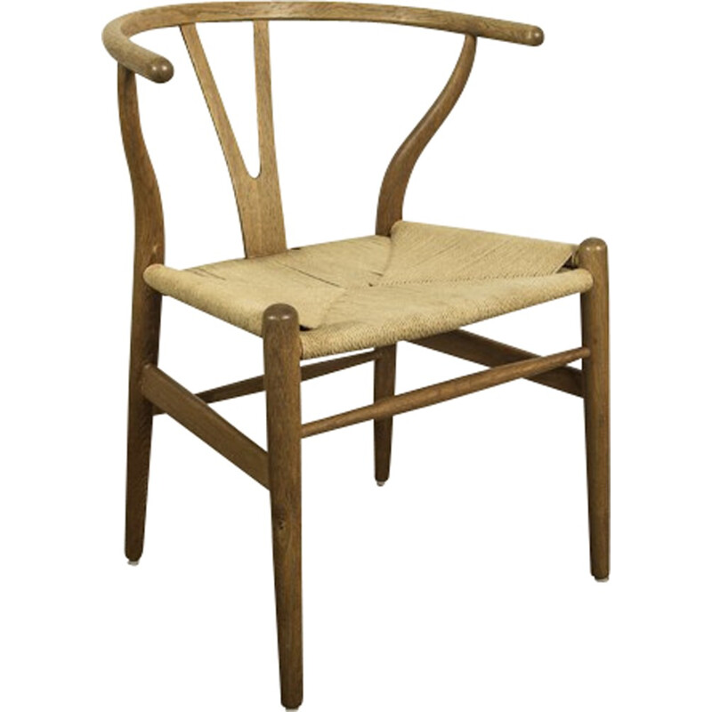 Wishbone chair in oakwood and paper cord, Hans WEGNER - 1960s