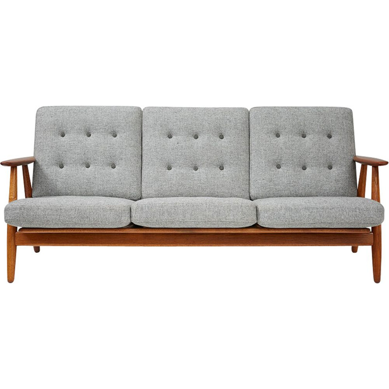 Vintage Oak & Teak Cigar Sofa by Hans Wegner - 1950s