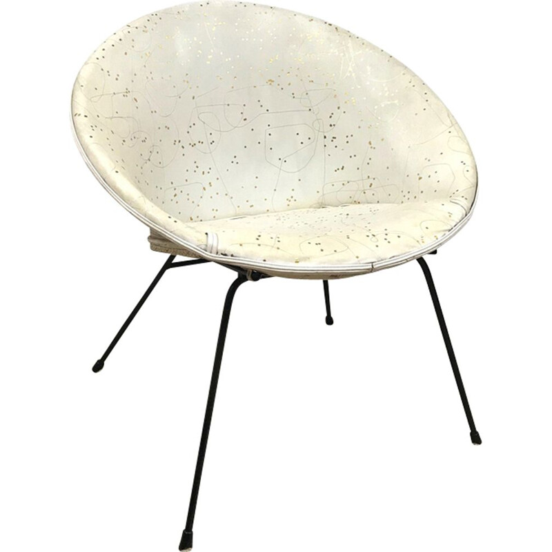 Vintage white "Atomic" armchair - 1950s