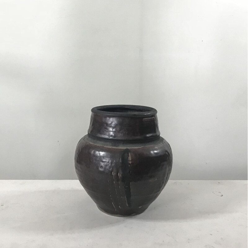 Vintage brutalist ceramic vase - 1960s