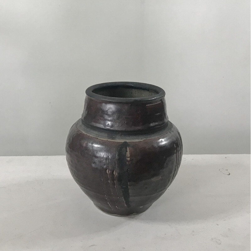 Vase céramique brutaliste vintage - 1960