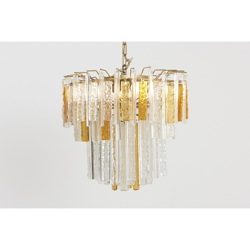 Vintage Italian orange chandelier in Murano glass by Toni Zuccheri for Venini