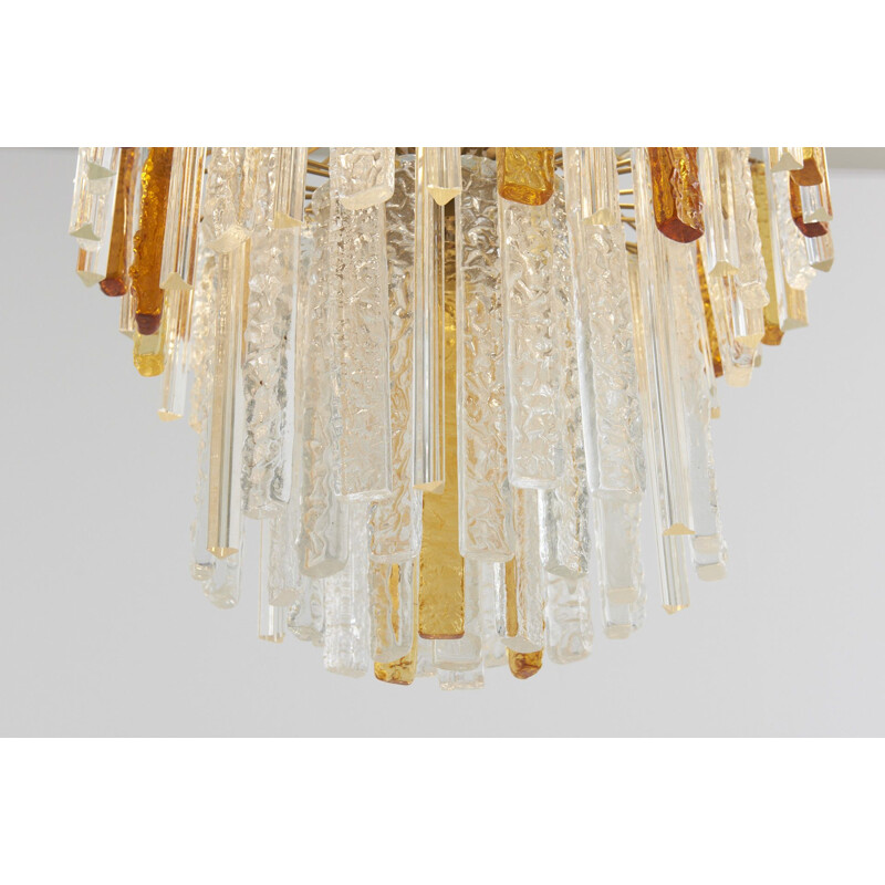 Vintage Italian orange chandelier in Murano glass by Toni Zuccheri for Venini