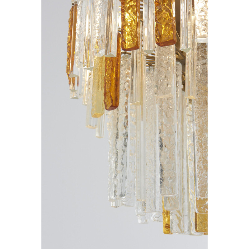 Vintage Italian orange chandelier in Murano glass by Toni Zuccheri for Venini