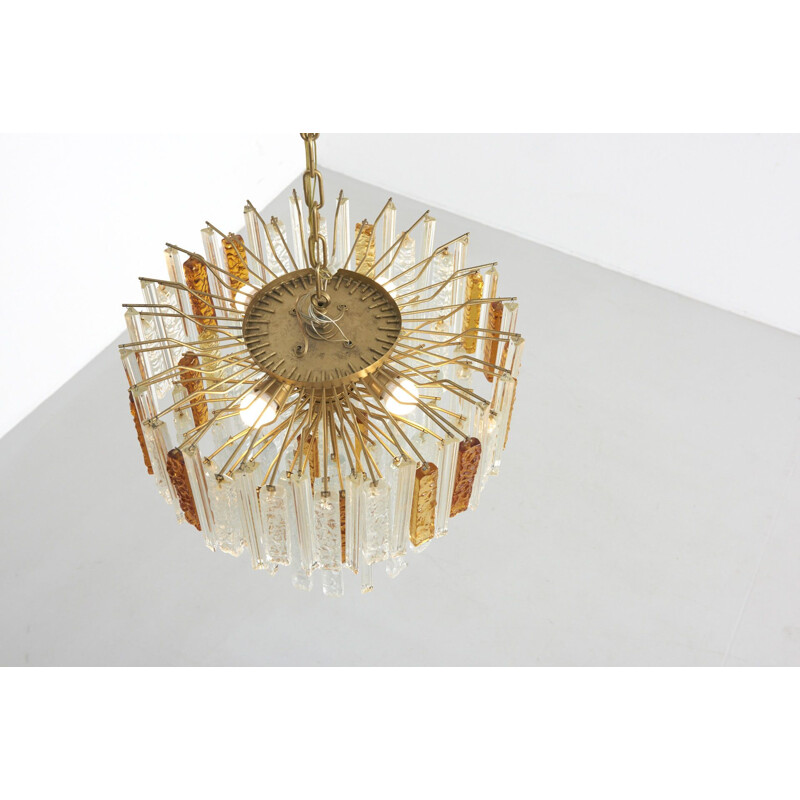 Vintage Italian orange chandelier in Murano glass by Toni Zuccheri for Venini