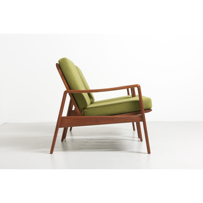 Set of 2 vintage green armchairs in teak by Arne Wahl Iversen for Komfort