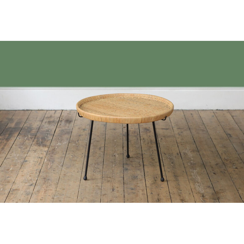 Vintage Scandinavian coffee table in wicker