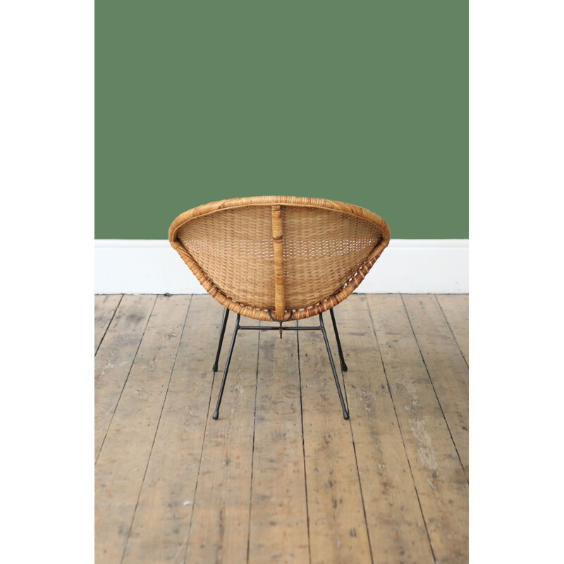 Vintage hoop chair in cane 