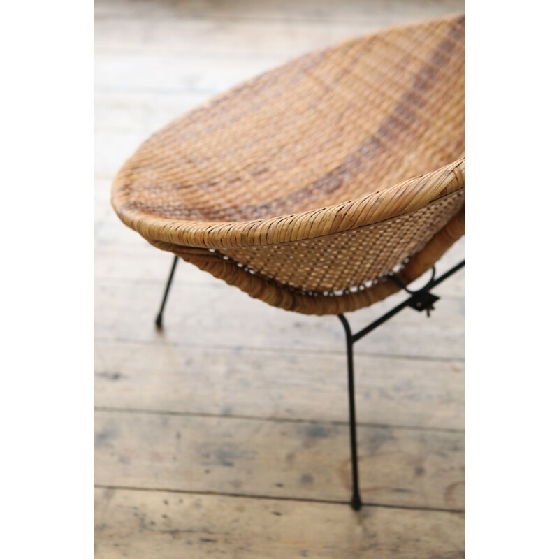 Vintage hoop chair in cane 