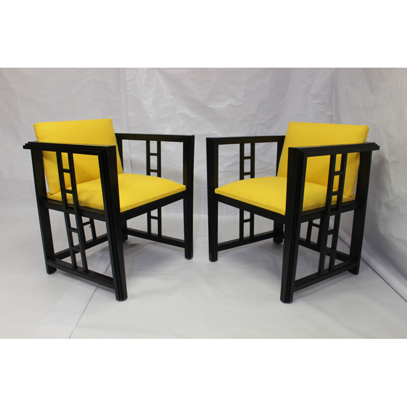 Vintage set of 2 yellow armchairs 