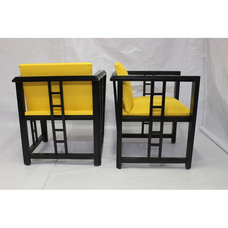 Vintage set of 2 yellow armchairs 