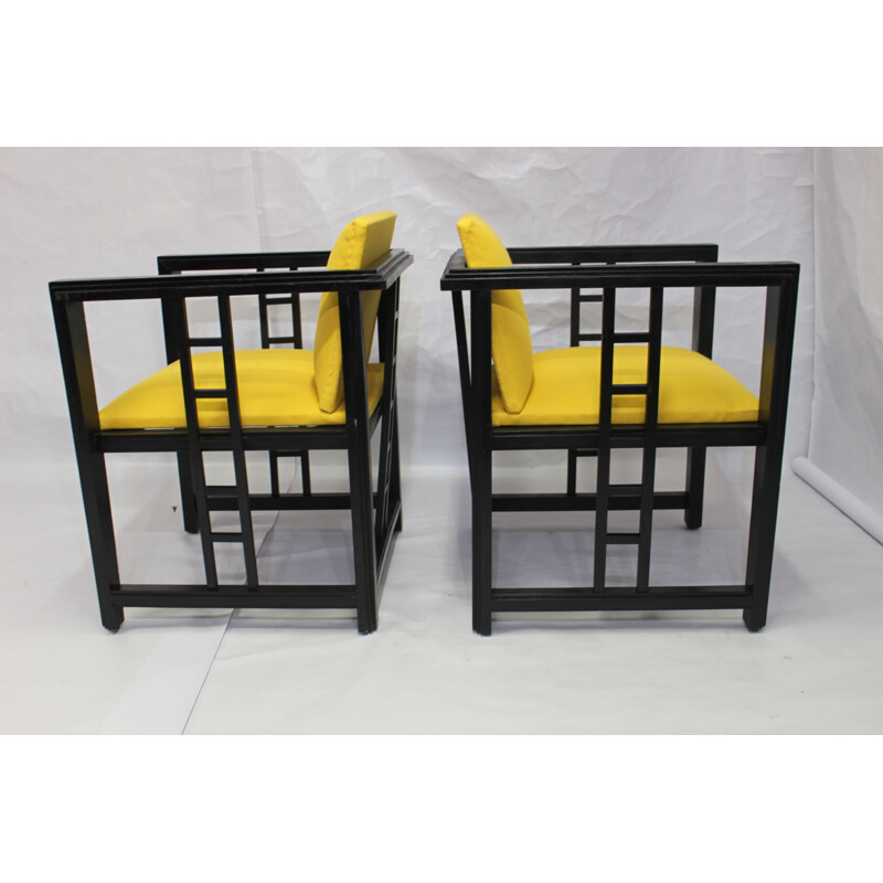 Vintage set of 2 yellow armchairs 