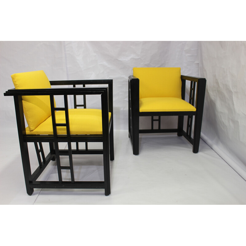 Vintage set of 2 yellow armchairs 